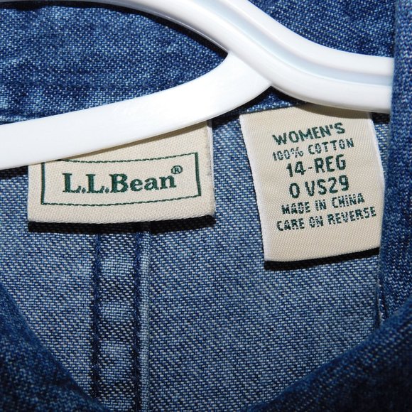 LL Bean Womens 14 Snap Front Blue Denim short sleeve Midi Dress - Picture 3 of 10